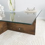 Hanah Home Glory Mesa de Centro de Cristal Templado y Madera en Nogal